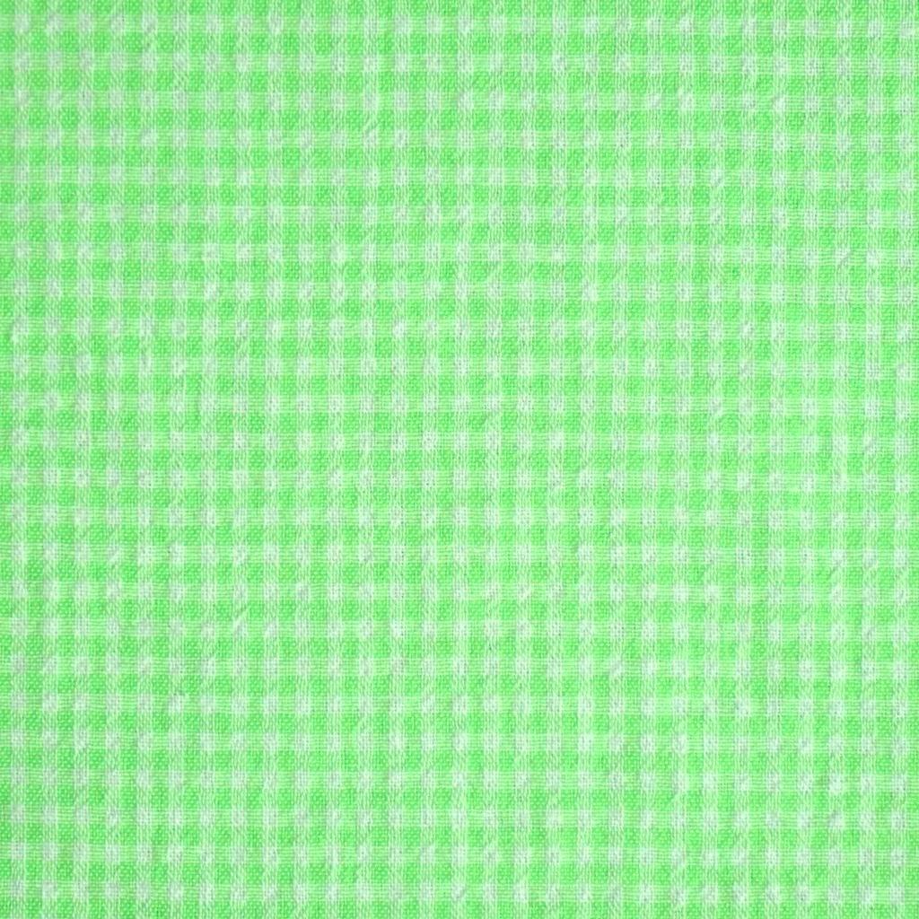 Preview: Seersucker leichter Baumwollmix kleines Karo neon grün